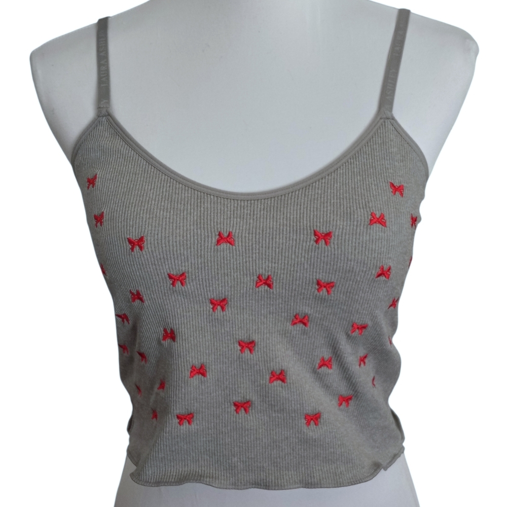 Laura Ashley Gray Ribbed Top Sz.XL EUC.